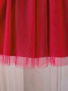 Elladie kids Vestido de Tule Vermelho Elegante e Vintage com Babados na Manga, Gola Redonda e Cintura Marcada, Adequado para Feriados como Halloween, Natal, Ano Novo, Primavera e Outono - Vermelho - Visão 5