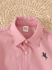 Cozy Pixies Conjunto de 2 piezas de chaqueta de punto con cuello y estampado de caballo de dibujos animados y pantalones de cintura elástica para niño pequeño - Rosa vieja - Ver 6