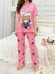 Set de 4 piezas de pijama de mujer - Celeste - Ver 3