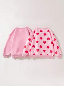 Maija Kids 2件/套 女童休闲宽松圆领印花针织卫衣 - 粉色 - 查看 2