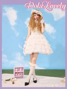 Dola Lovely Women's Fashion Pleated Ruffle Bow Pointed Toe Low Block Heel Elegant Cute Lolita Style Black High Heeled Pumps For Spring/Summer, Retro & Preppy Look - Black - View 4