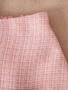 2pcs/Set Teenage Girls Colorful Bow Decor Long Sleeve Knit Top & Pleated Mini Skirt Set, Elegant Casual Comfortable Outfit For Parties, Events, Festivals, Outings, All Seasons - Pink - View 8