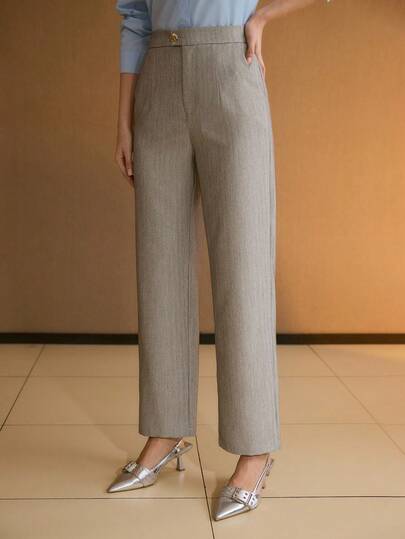 MOTF PREMIUM DAMBYXOR MED KLASSISK SILSBENSMÖNSTER, RESÅR I MIDJAN, SMÅ MOROT, VÅR/SOMMAR