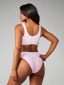 Missguided x Playboy Printed Sports Bra And Panty Set With Bunny Logo Elastic Band Design Cute Lounge Set