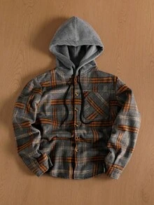 TOKVUE 男士格子休闲连帽长袖羊毛衫 - 彩色 - 查看 3