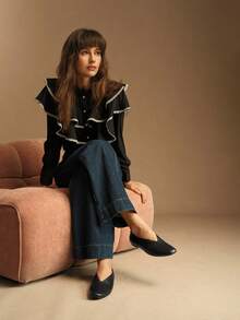 Rosivie Women's Square Toe Casual Flat Loafers - Black - View 7