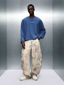 PLAYBOY X SUMWON Regular Fit Waffle Knit Long Sleeve Tee With Bunny Back Print And Follow The Rabbit Slogan Text - Blue - View 6