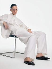 Mnmlis 女式复古英伦风格穆勒鞋，春夏新款时尚百搭休闲一脚蹬黑色平底鞋，适合户外穿着 - 黑色 - 查看 9