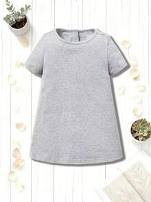 Vestido de manga corta de piel gris para niñas - Gris - Ver 2