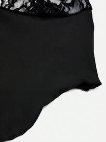 SHEIN Sexy Lace Blouse & Flare Pants Women Pajama Set - Black - View 7