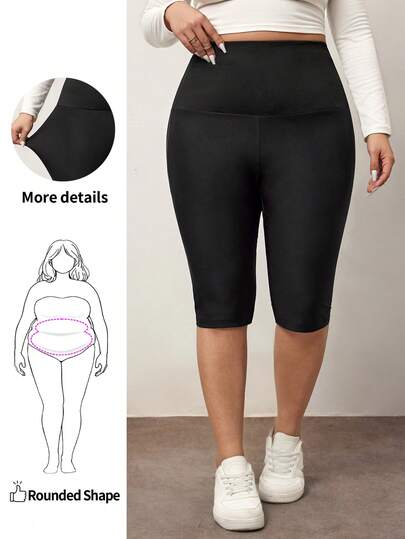 Enliva Plus Size Shaping High-Waisted Shapewear Carpi Leggings Full Body Shaper Butt Lifter-Tummy Waist Thigh Control, For Apple Rounded Body Shape