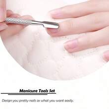 1/3/5PCS Cuticle Pusher Remover And Cutter, Double Head Stainless Steel Cuticle Cleaner Nail Polish Remover,Nail Supplies,Nail Tools,Nail Art Tools,Back To School,Nails,Nail Tools For Press On Nails - Silver - View 2