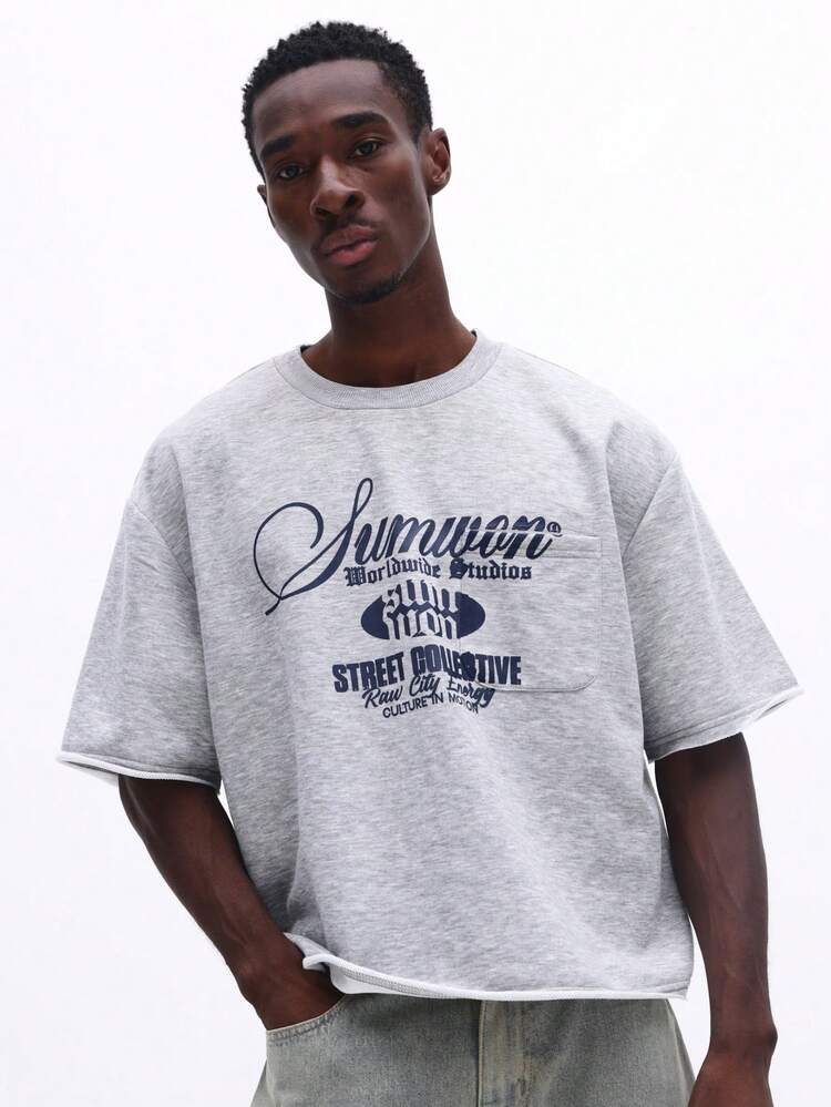 Boxy Fit Graphic Print Crew Neck Tee