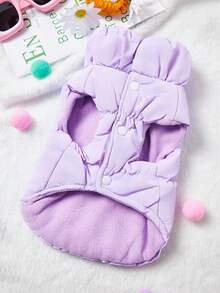 PETSIN 1pc Light Purple Markedsp 3-Layer Thick Warm Dog Jacket Coat For Small/Medium Dogs, 8 Colors Available, Suitable For Autumn/Winter - Light purple - View 7