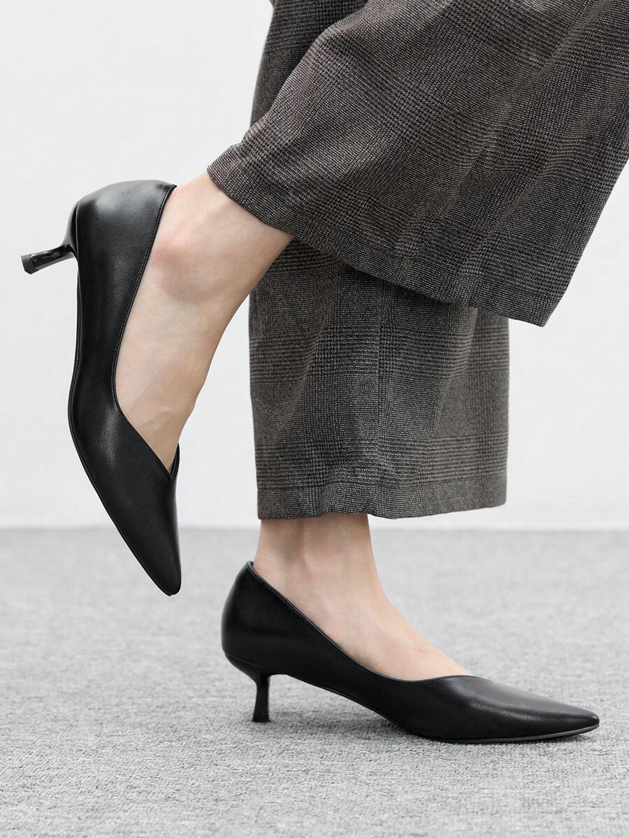 CUCCOO BIZCHIC 女士尖头百搭高跟鞋，适合日常通勤 - 黑色 - 查看 1