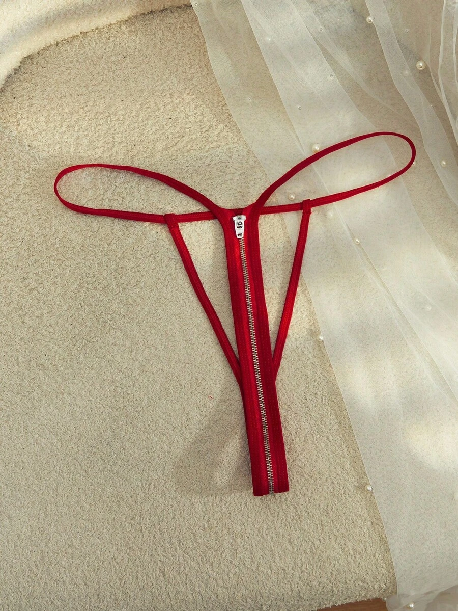 SpicyHot 拉链裆部诱人性感女士内裤 - 紅色 - 查看 1