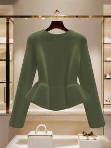 GlowEve Cárdigan corto con cintura ceñida y volantes en el bajo, decoración con botones metálicos únicos, suéter blanco elegante para mujer