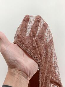 Amplova 大码女式甜心领长袖蕾丝拼接荷叶边不对称下摆时尚衬衫 - 棕色 - 查看 8