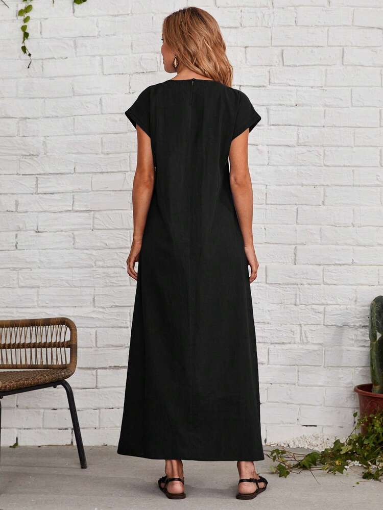 Keyhole Back Batwing Sleeve Dress