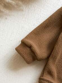 SHEIN 2pcs Baby Boy Cute Bear Print Fleece Long Sleeve Romper And Pants Comfortable Pajama Set