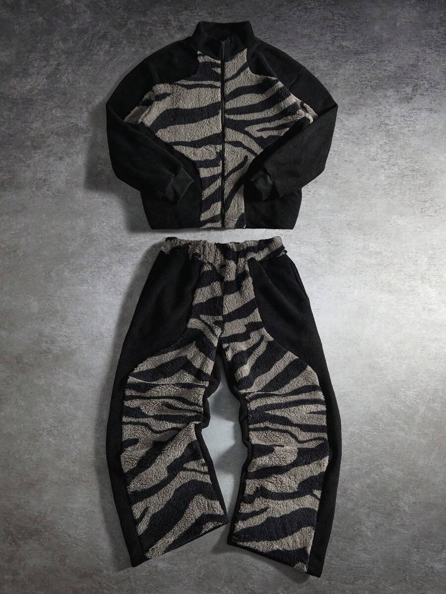 Manfinity Roghcode 男士休闲长袖拉链卫衣和裤子套装 - 彩色 - 查看 1