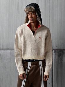 NEON BLANC Brand - Men's New Pullover Sweater - Half Zip Fashionable - Loose Casual - Beige - View 3