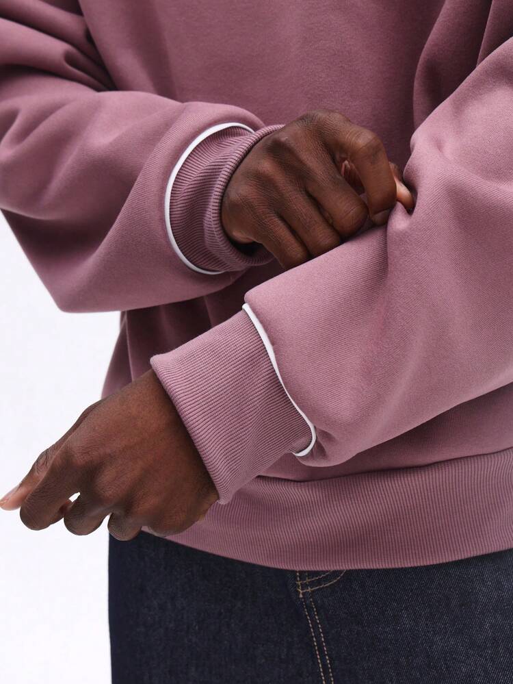 Boxy Fit Quarter Zip Polo With Contrast Collar