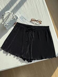 Comfortcana Plus Size Plain Casual Shorts, Fashion & Comfortable For Daily Wear - Black - View 6