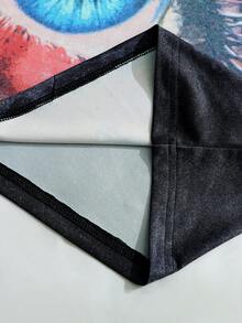 ROMWE MEN Men's Digital Eye & Diamond Print T-Shirt - Black - View 6