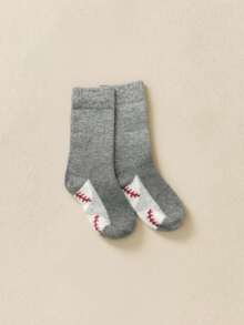 Calcetas niño diseño deportivo bordado punta béisbol cómodo clásico uso escolar casual calcetines - Gris - Ver 2