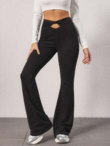 Flexra 女式扭纹镂空设计休闲喇叭牛仔裤