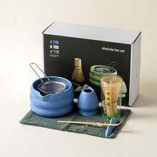 Matcha Set, Japanese Tea Set Includes Matcha Bowl With Spout, Matcha Whisk Holder, Bamboo Matcha Whisk And Bamboo Scoop, 17 Oz Mottled Green Glaze Ceramic Matcha Kit For Tea Lovers