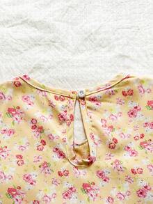 SHEIN 女童黄色碎花长袖连衣裙，时尚荷叶边设计，适合幼儿的休闲装，春秋季 - 黃色 - 查看 12
