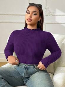 SHEIN EZwear Plus Size Women Casual Solid Color Long Sleeve T-Shirt, Versatile