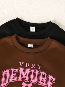 Genkimix Kids Conjunto de 4 piezas de sudadera con estampado de moda para niñas de 4 a 7 años, sudadera con capucha de manga larga y pantalones casuales, adecuado para salidas, 2 conjuntos - Multicolor - Ver 3