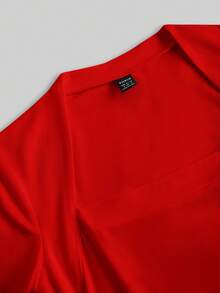 SHEIN EZwear 两件装黑色和红色女士休闲修身长袖T恤，适合秋冬季穿着 - 彩色 - 查看 7