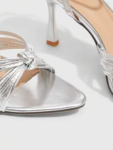 CUCCOO SZL Women's Criss-Cross Strap Back Casual/Party Sandals With Slim Heels For Christmas - Silver - View 11