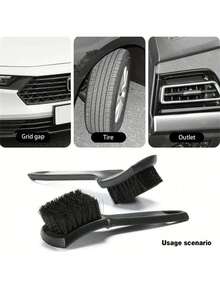 Tire Brush, Hard Bristle Brush For Automotive Detailing, Multi-Functional Carpet/Upholstery Cleaning Brush, Wheel And Tire Rim Cleaning Brush, Car Wheel Hub Detail Cleaning Accessories, Black Tire Wash Car Care Tools, Auto Supplies, Car Cleaning Products