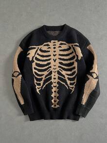 Manfinity ZONE917 Uomo Maglione con modello scheletro spalle cadenti - Cachi - Visualizzare 1