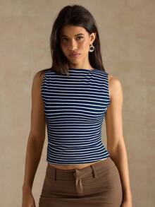 SHEIN BAE Women's Striped Fashionable Versatile Sleeveless Tank Top For Daily Wear,Tank Top