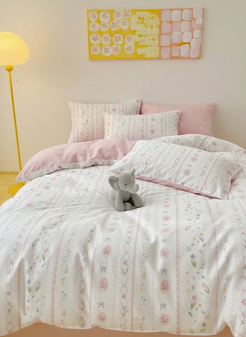 Joivida Bộ 3 vỏ chăn cotton 100% họa tiết hoa cổ điển, thoáng khí mọi mùa, 2 vỏ gối + 1 vỏ chăn (Không bao gồm ga trải giường) - Nhiều màu - Xem 1