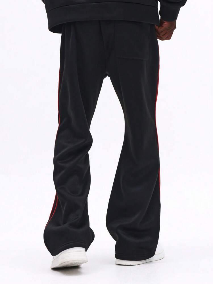 Flared Sweatpants With Red Side Stripes