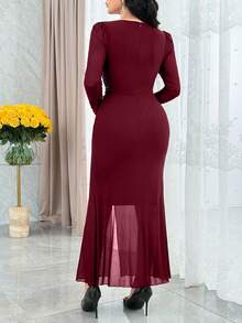 Modelyn Vestido largo elegante de mujer con parches de lentejuelas