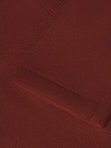 GlowEve 白色毛衣女士别致腰部荷叶边下摆短款开衫，独特金属纽扣装饰，时尚女士针织夹克 - 酒紅色 - 查看 3