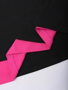 Sunspun Áo thun tay dài in họa tiết xương chéo vai cỡ lớn 2 trong 1 màu tương phản - Nhiều màu - Xem 5