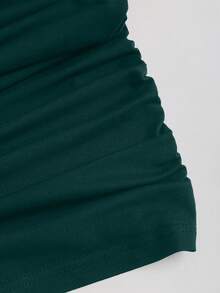 Sweetra 女士性感修身无肩带金属扣迷你连衣裙 - 墨綠色 - 查看 5