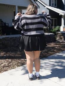 Enliva Pull oversize à manches chauve-souris rayé pour l'automne/l'hiver