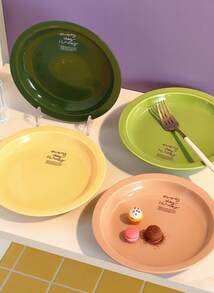 Joivida 1pc Retro English Ceramic Plates Are Suitable For Pasta, Salads, Desserts, Sushi - Multi-Functional Kitchen Tableware, Suitable For Dining, Family Gatherings, Hot Pot, All-Season Accessories, Tableware Sets, Suitable For Student Back-To-School Season/Family Tableware/Festival Gifts - Multicolor - View 1