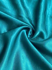 SHEIN Franclia Vestido de satén elegante con perlas y silueta en línea A, adecuado para ir al trabajo, fiestas y eventos - lago azul - Ver 2