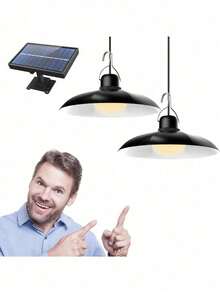 Đèn thả năng lượng mặt trời một/hai đầu, đèn chiếu sáng năng lượng mặt trời chia đôi, đèn treo lều sân, cảm biến ánh sáng 1-đến-2, đèn lồng năng lượng mặt trời trang trí sân vườn ngoài trời chống nước - Nhiều màu - Xem 10